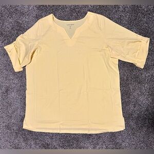 NWT Woman Within Light Yellow Short Sleeve Tee, Size 22/24 or 1X